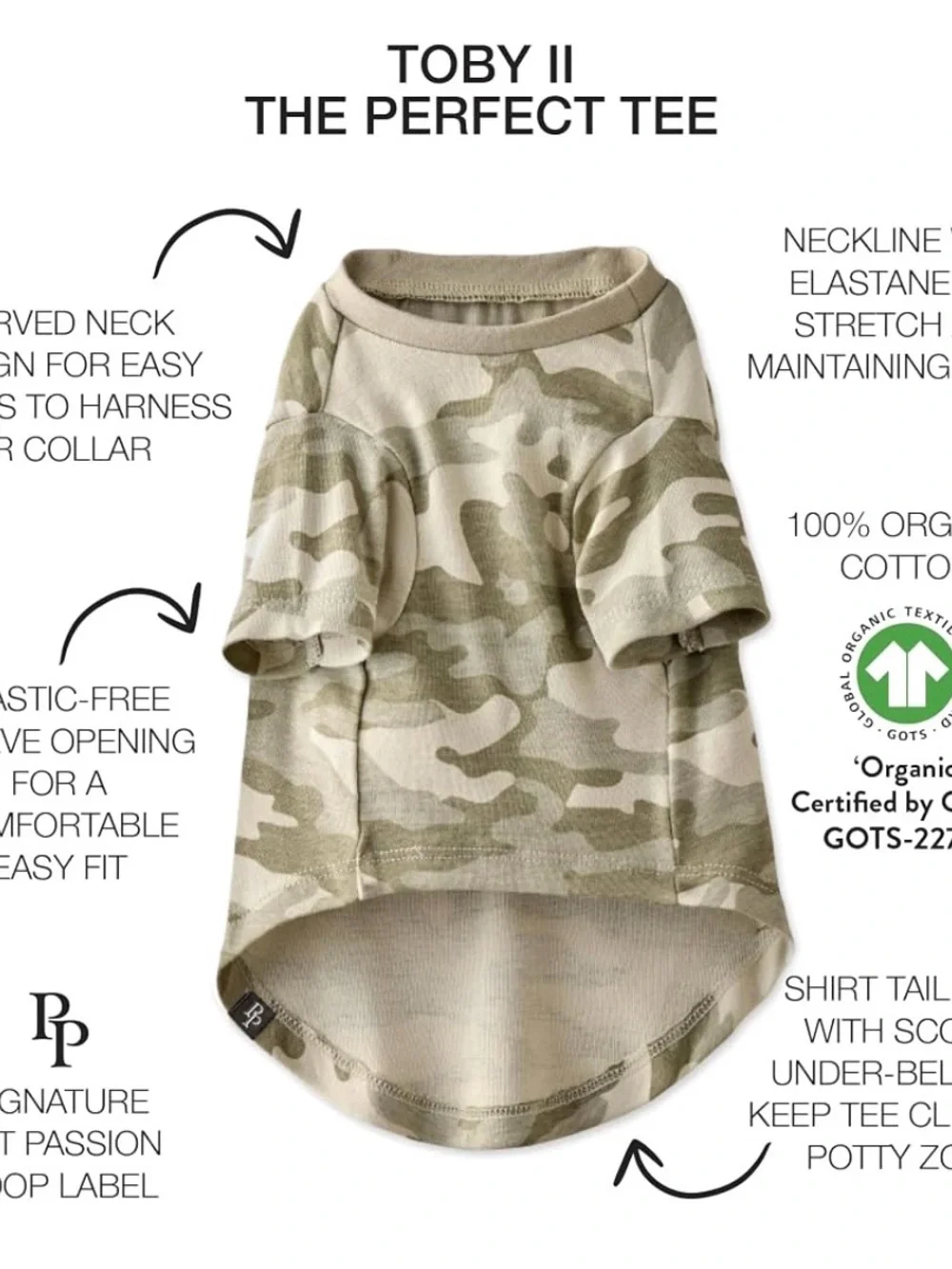 3-Pack Dog Tee Set - Sage, Tan & Camo Size Small Dogs to 30 pounds